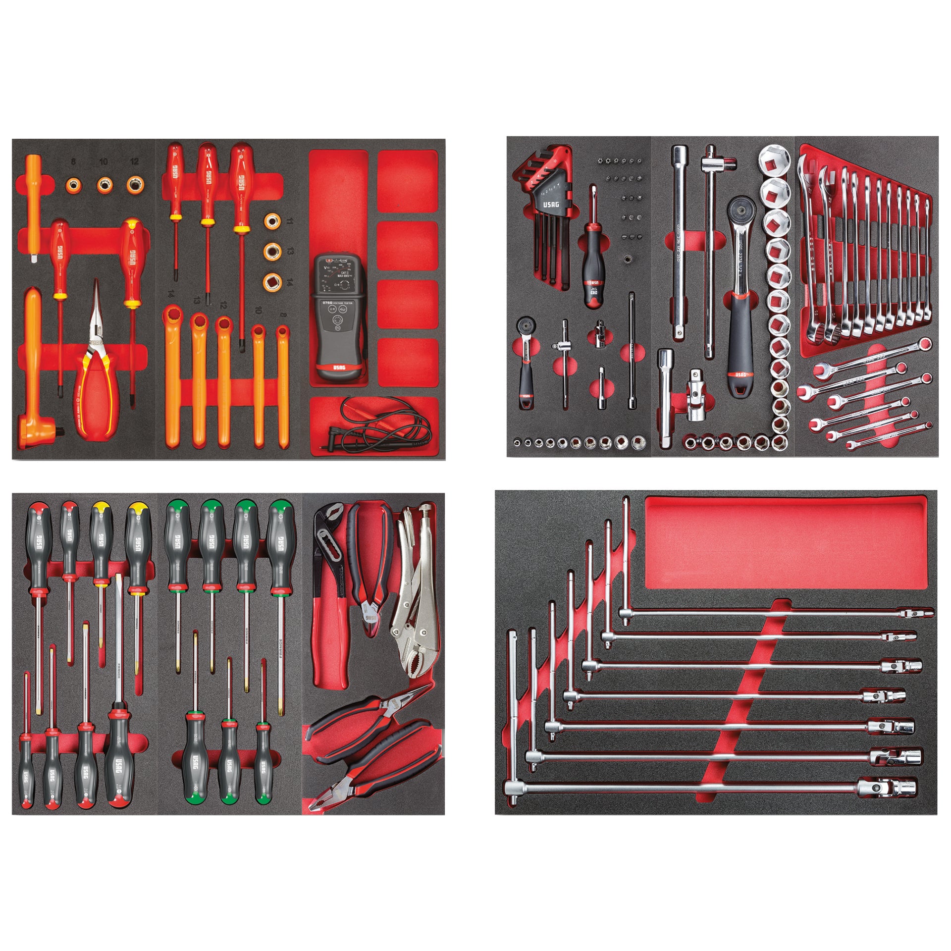 495 HYB133 - Assortment for hybrid and electric cars and ordinary maintenance (133 pcs) - 4 drawers - Usag - U04958009 495 HYB133 - Assortment for hybrid and electric cars and ordinary maintenance (133 pcs) - 4 drawers - Usag - U04958009